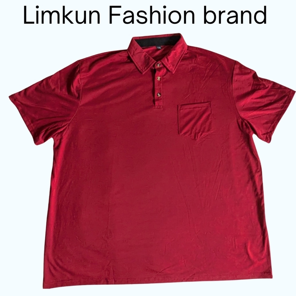Limkun XXXLarge* men's polo shirt sleeve T shirt in burgundy